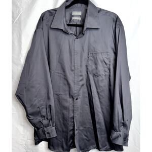 Michael Kors Mens Size 18 34/35 Gray Big Fit No Iron Long Sleeve Button Up Dress